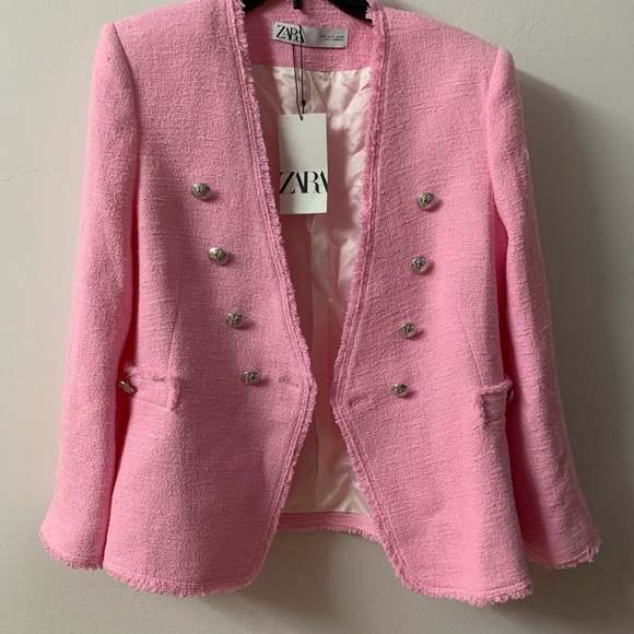 Zara Jackets & Coats Last One Zara Pink Tweed Blazer M Poshmark